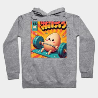 Retro Kawaii Egg Lifting Weights Hoodie